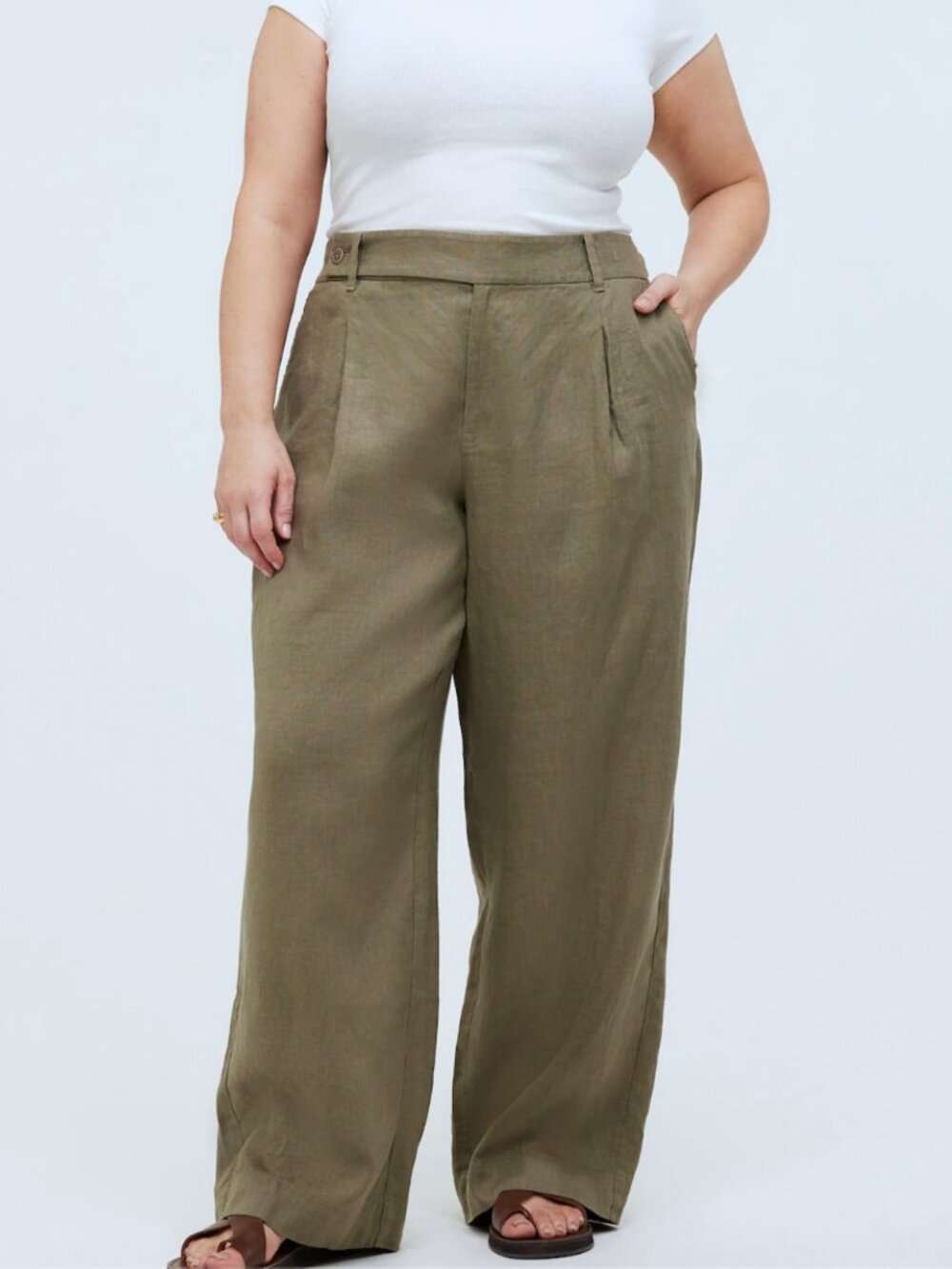 Madewell The Plus Harlow Wide Leg Pant in 100 Linen